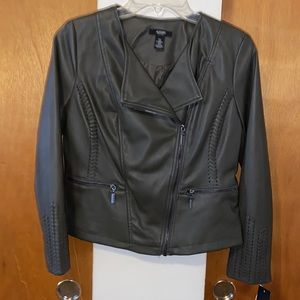 🫒 NWT Alfani Petite Olive Green Moto Jacket/Blazer